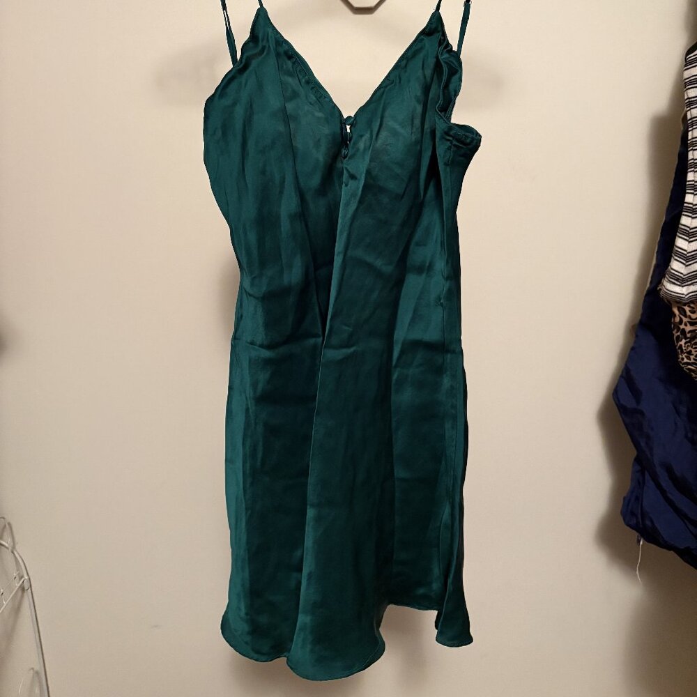 silk green slip dress  *ੈ✩‧₊˚